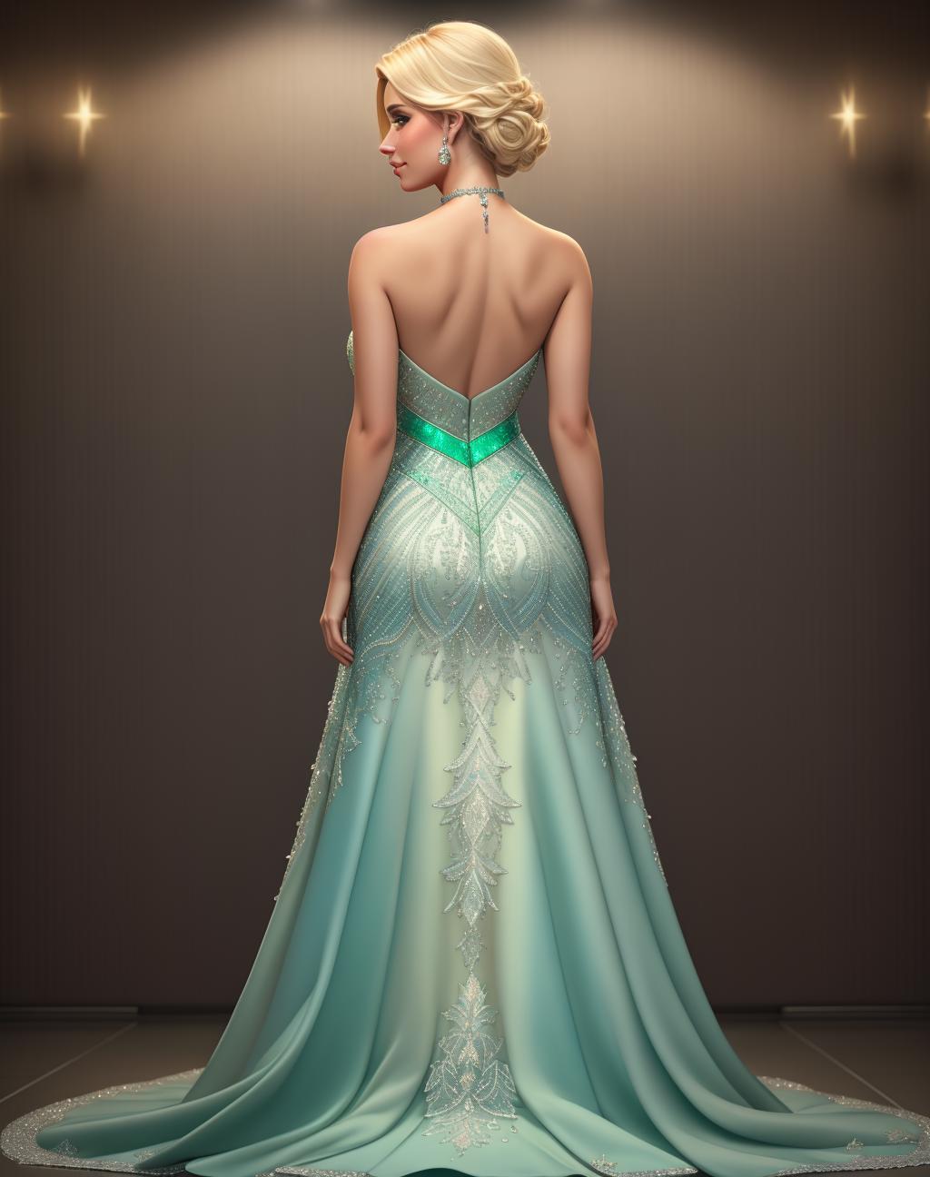 Turquoise and Silver Wedding Dress